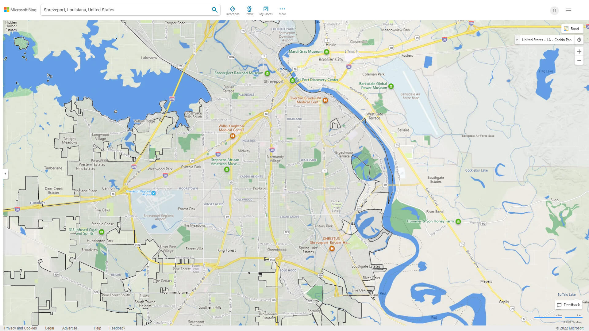 Shreveport Detailed Map